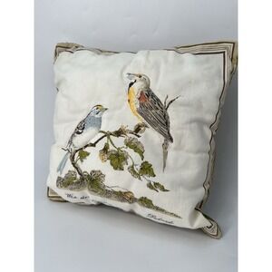 Vintage Bird Pillow White Throated Sparrow Corduroy Back Cottagecore